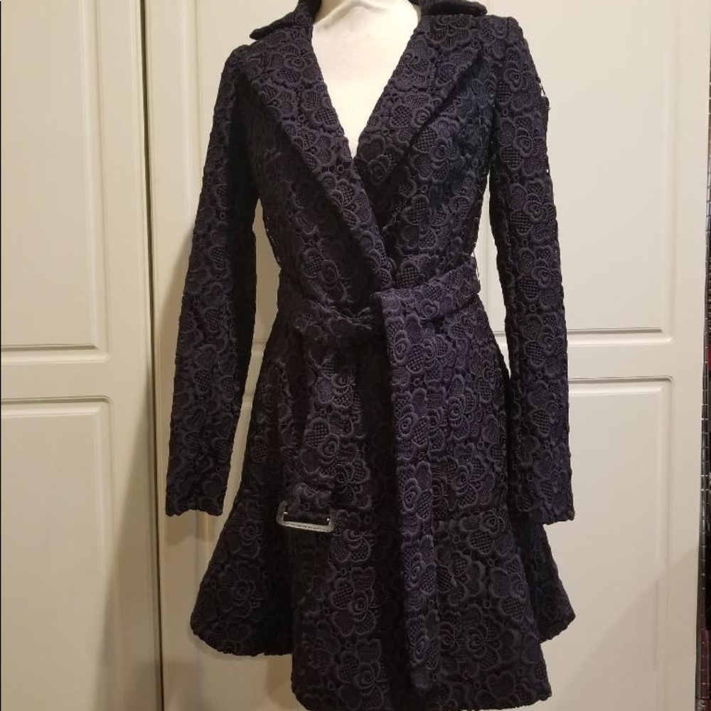 DVF NWT long coat floral lace